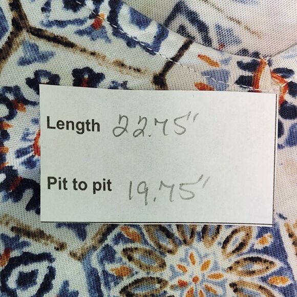 J. Jill Geometric Floral Print Tee Size Large Petite Blue and Red Print Top - Picture 7 of 7